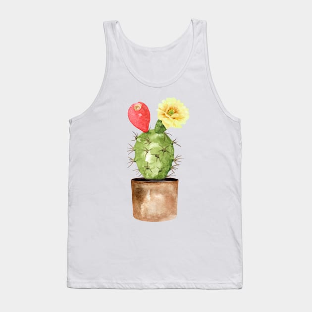 Hand painted Watercolor Cactus in Terracotta pot Tank Top by SouthPrints